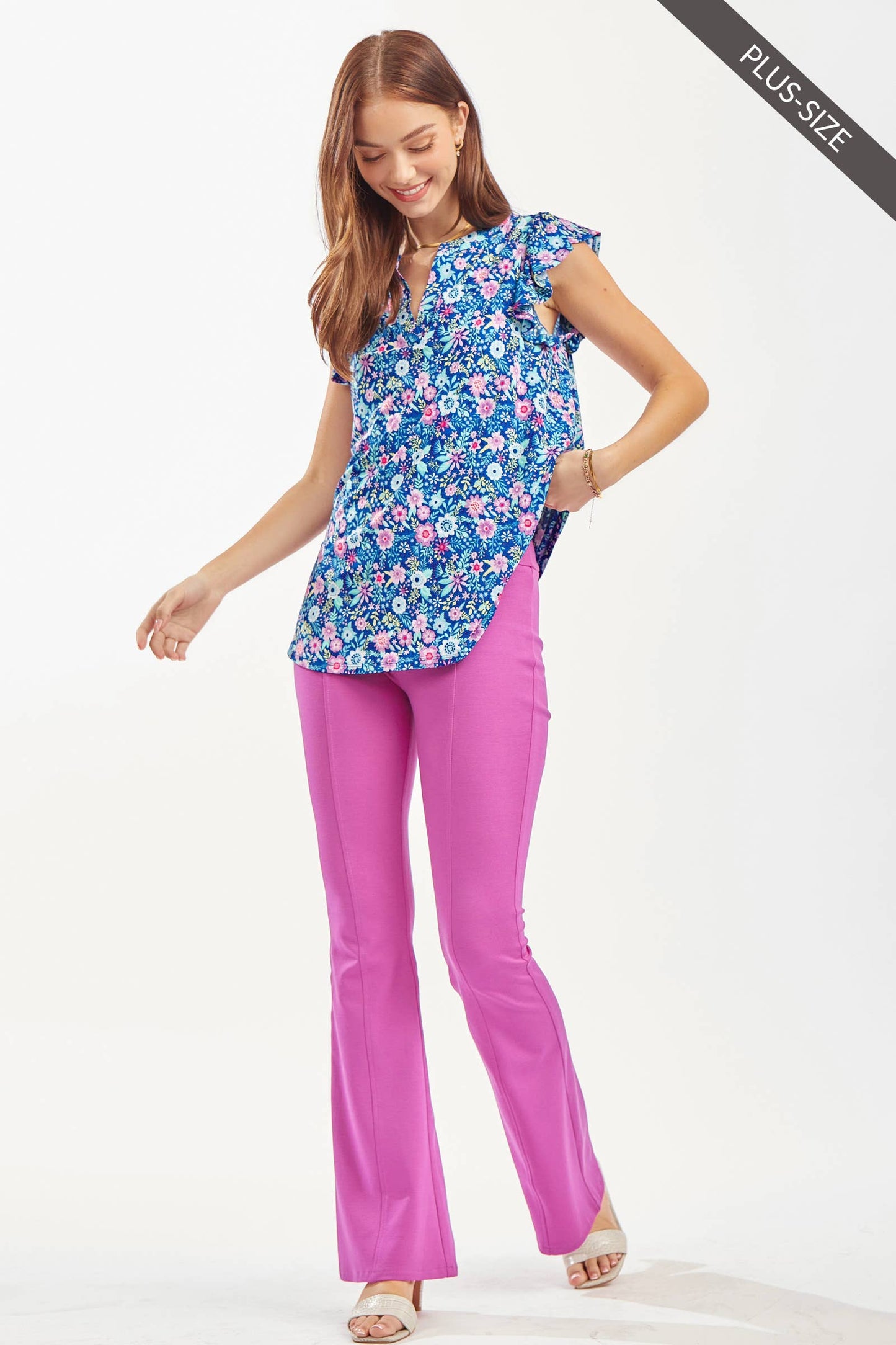 PLUS SIZE Lizzy Flutter Sleeve In Premium Prints