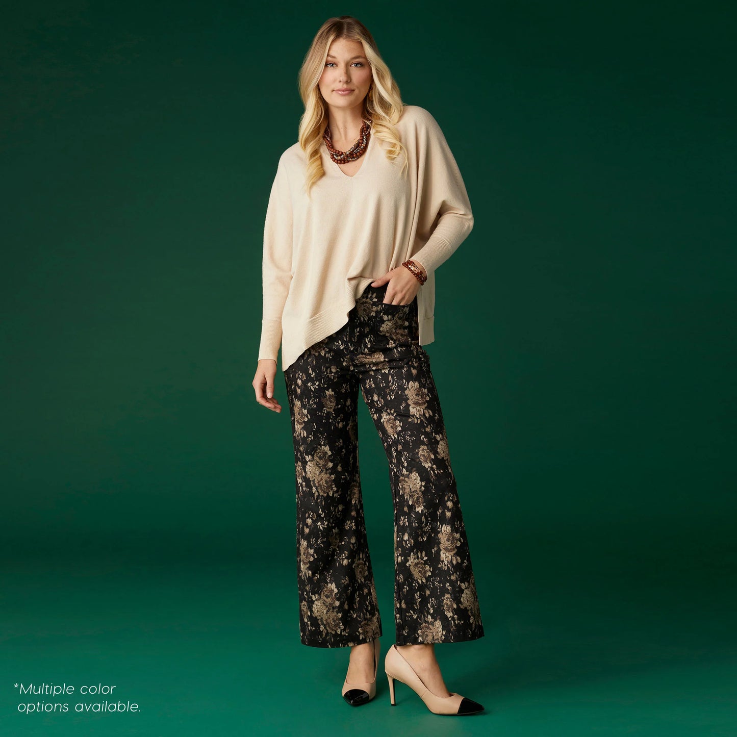 Rila Fine Gauge V-Neck Sweater with Side Slit