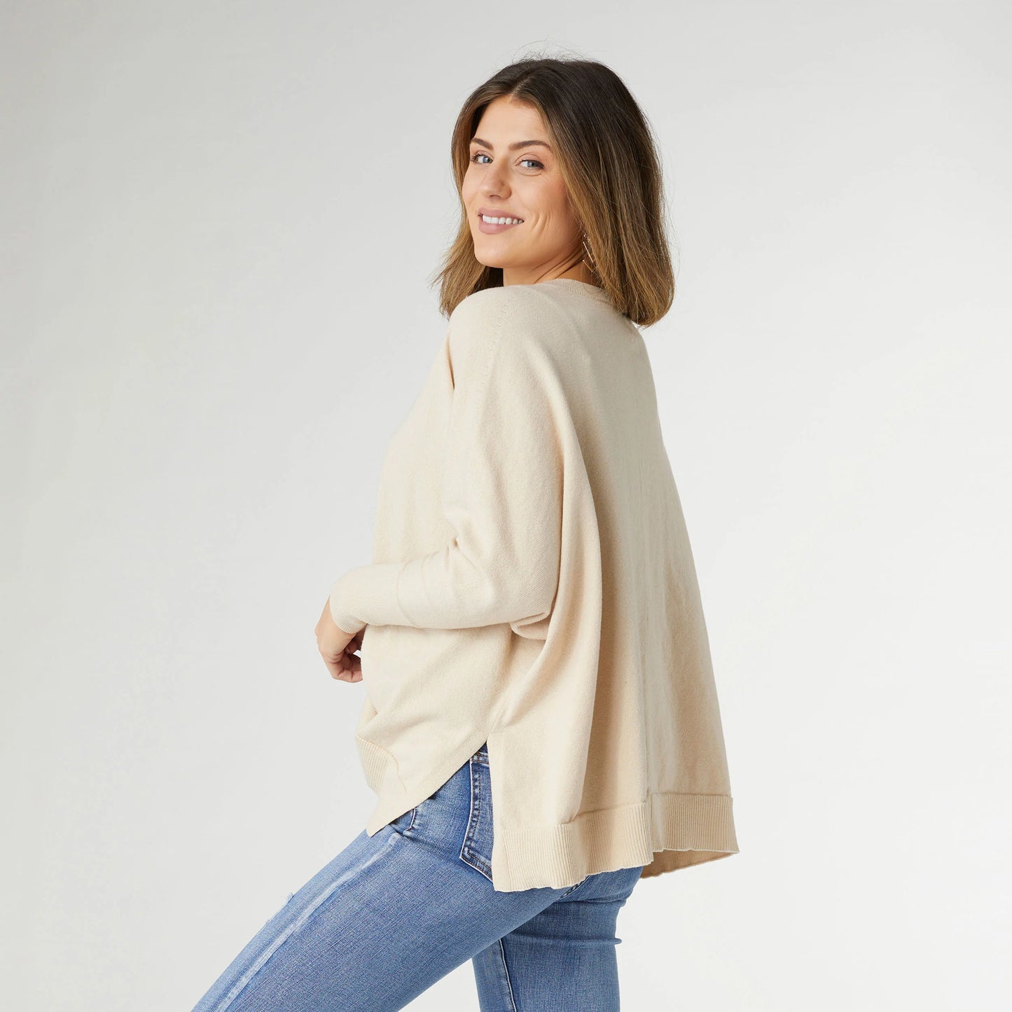 Rila Fine Gauge V-Neck Sweater with Side Slit