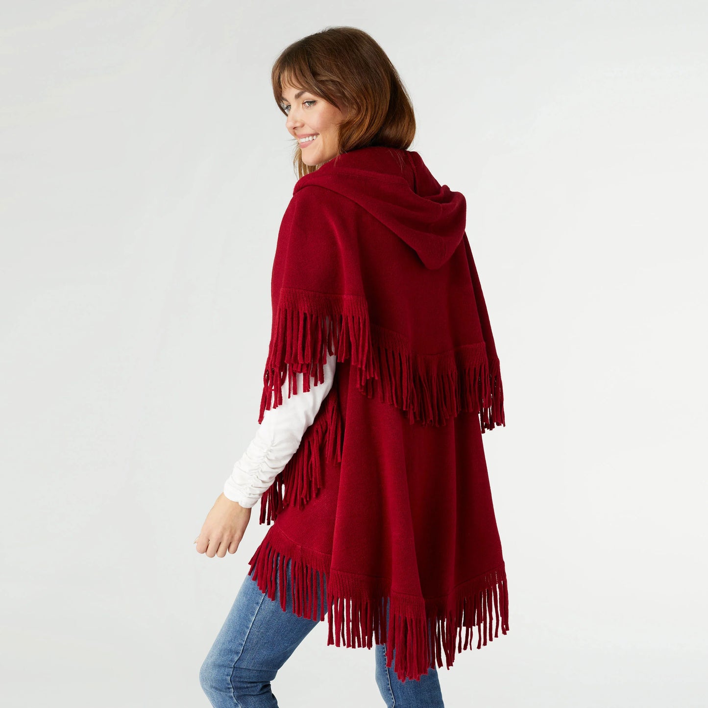 Ezra Fringe Capelet Vest with Hood