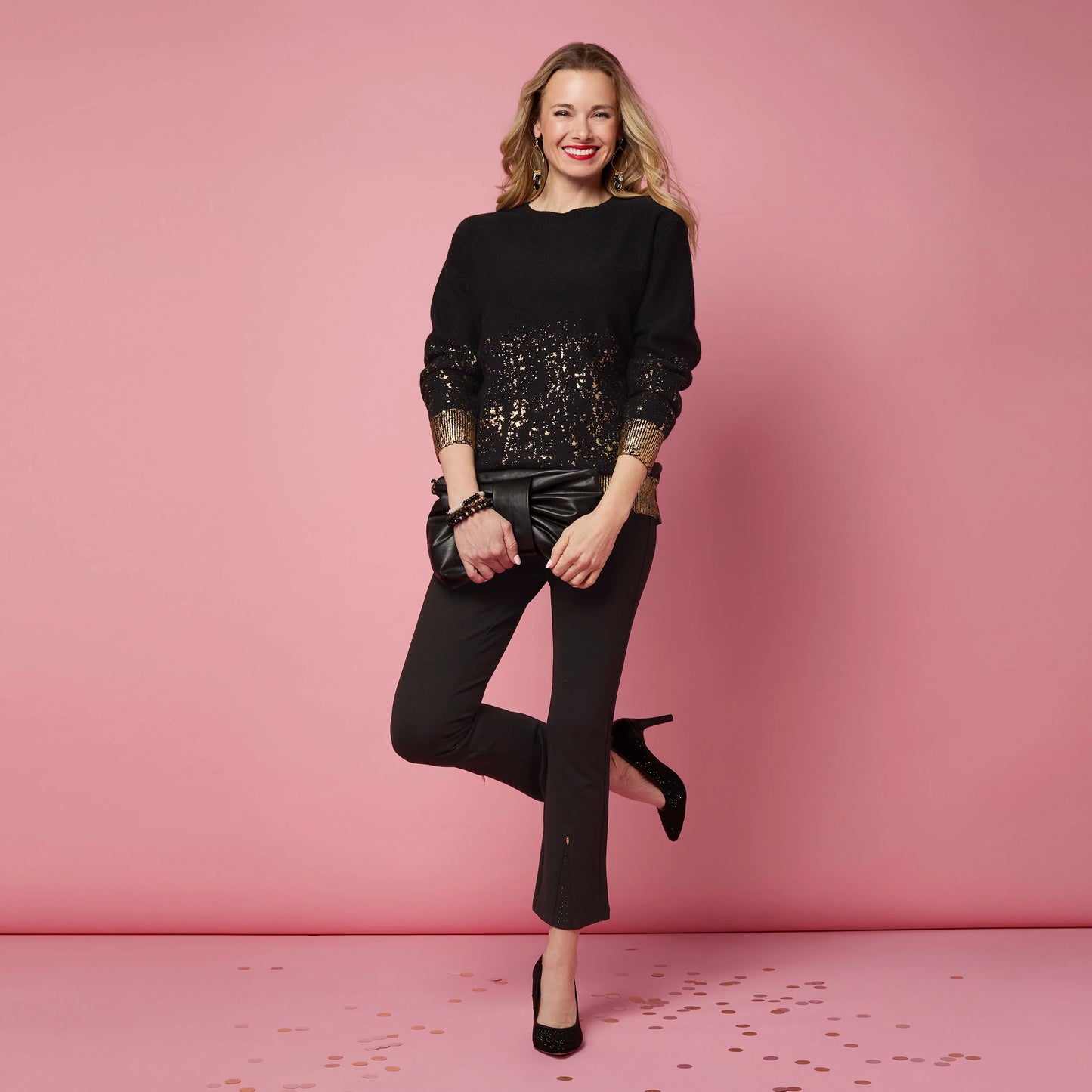 Tinlee Sweater with Metallic Splatter