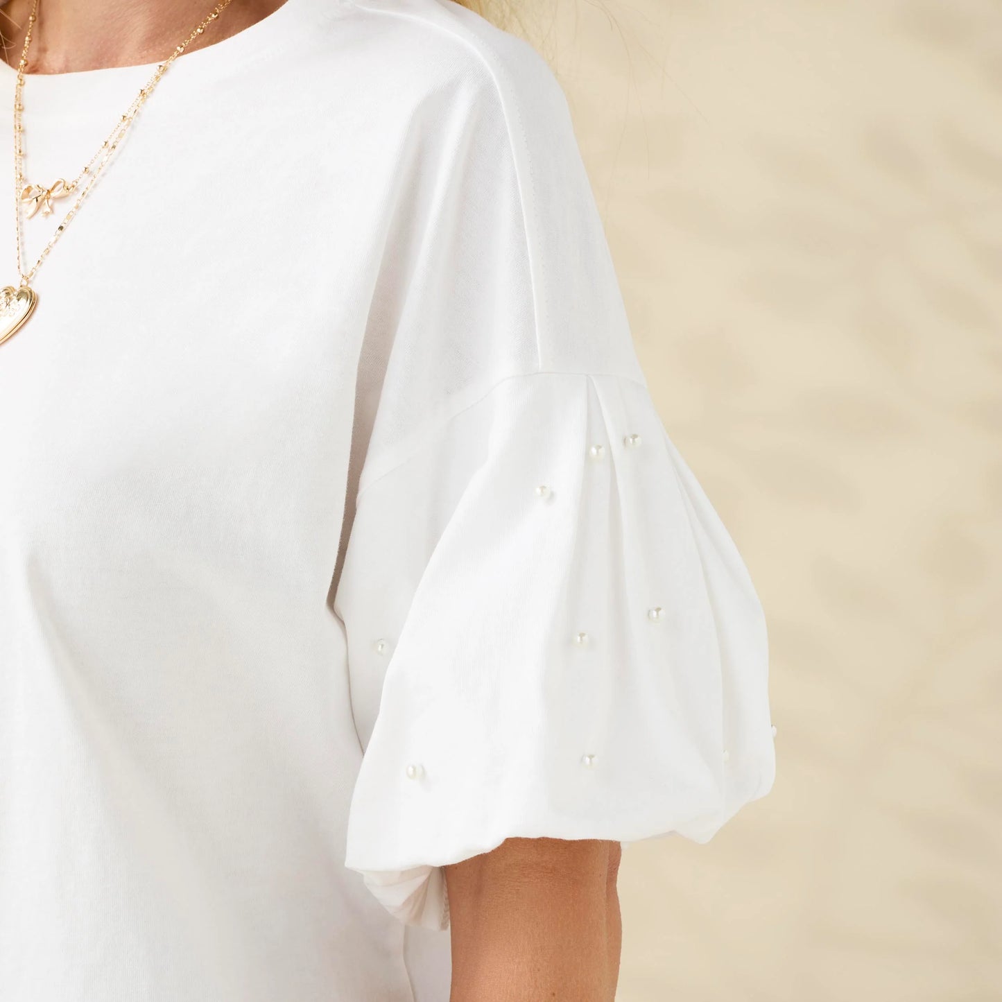 Camille Top with Pearl Puff Sleeve