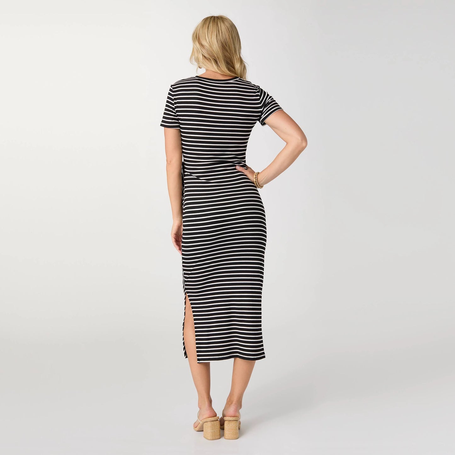 Amara Stripe Tie Waist Midi Dress