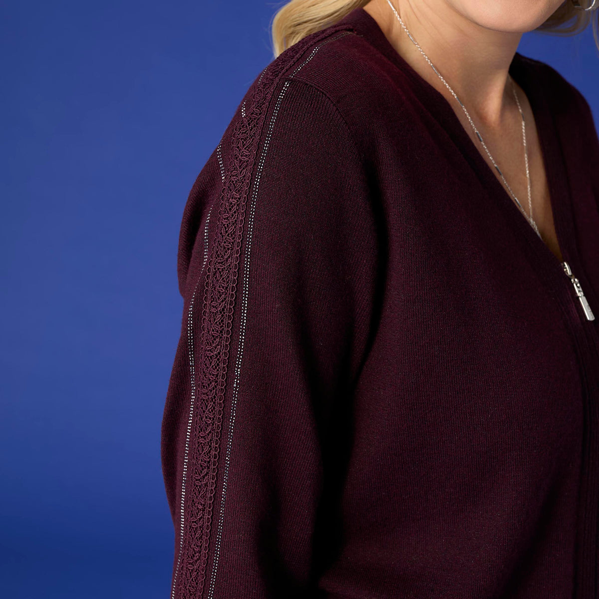 Lauren Lightweight Cardigan with Embellished Sleeve