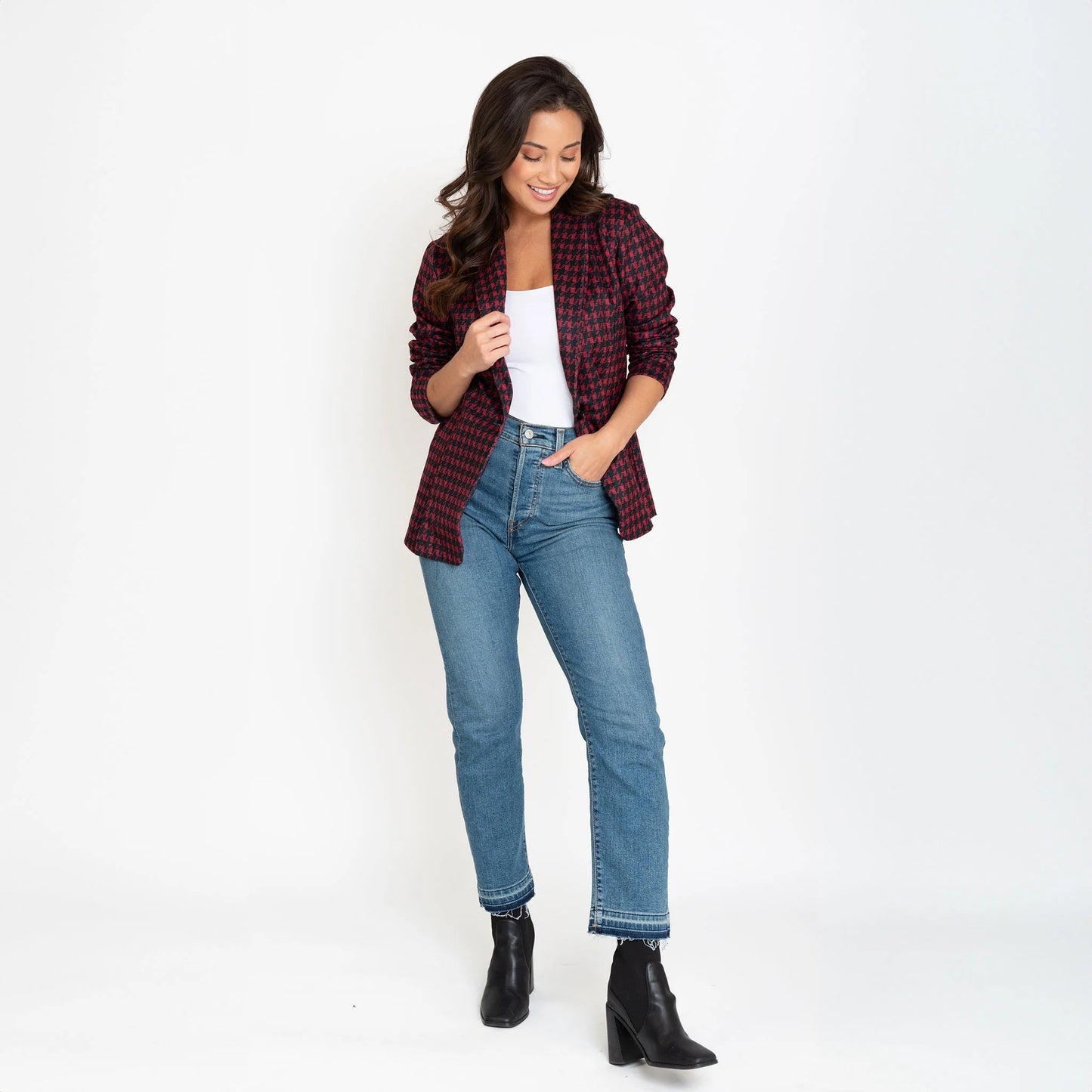 Ruby Houndstooth Stretch Blazer