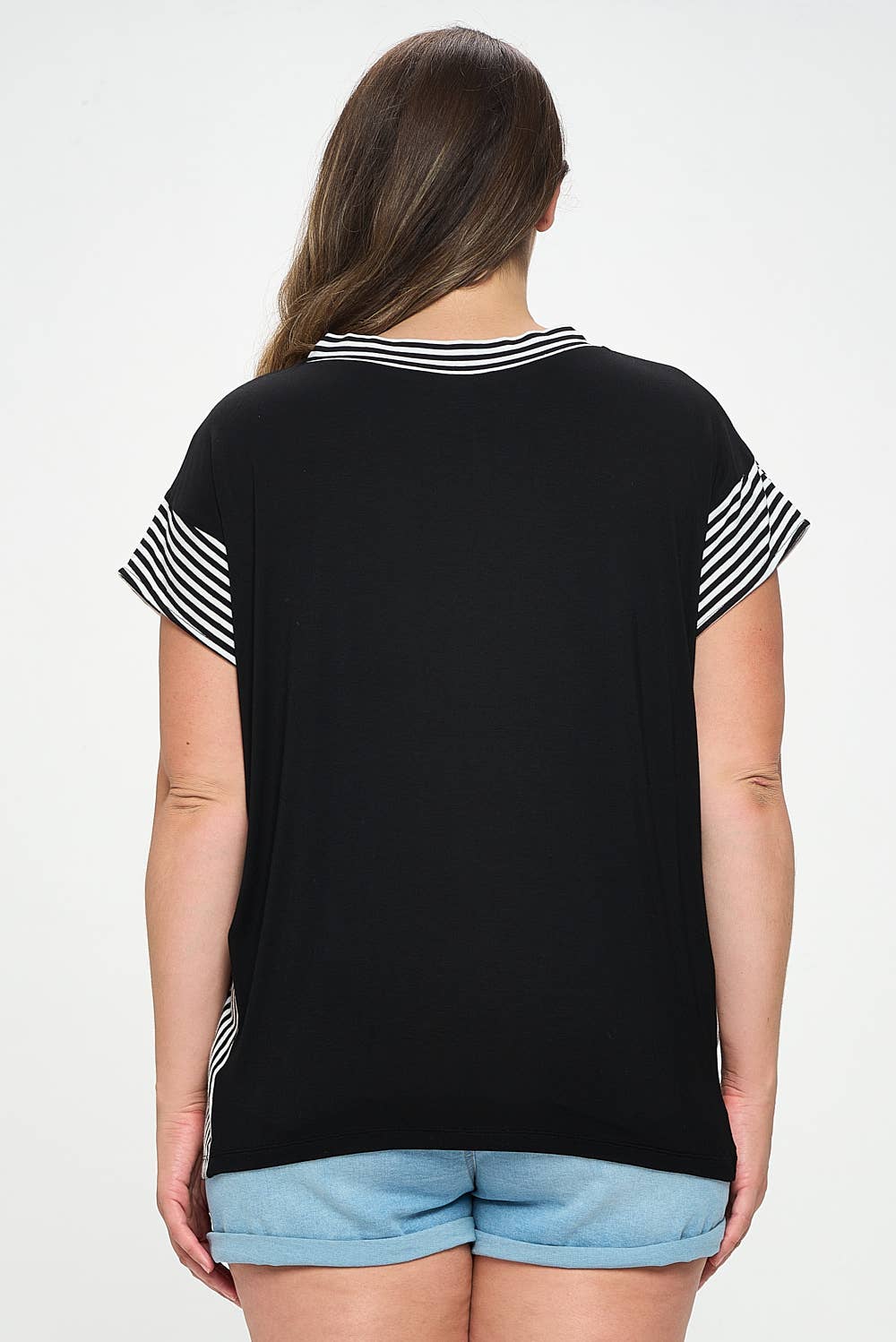 Striped V-Neck Knit Top