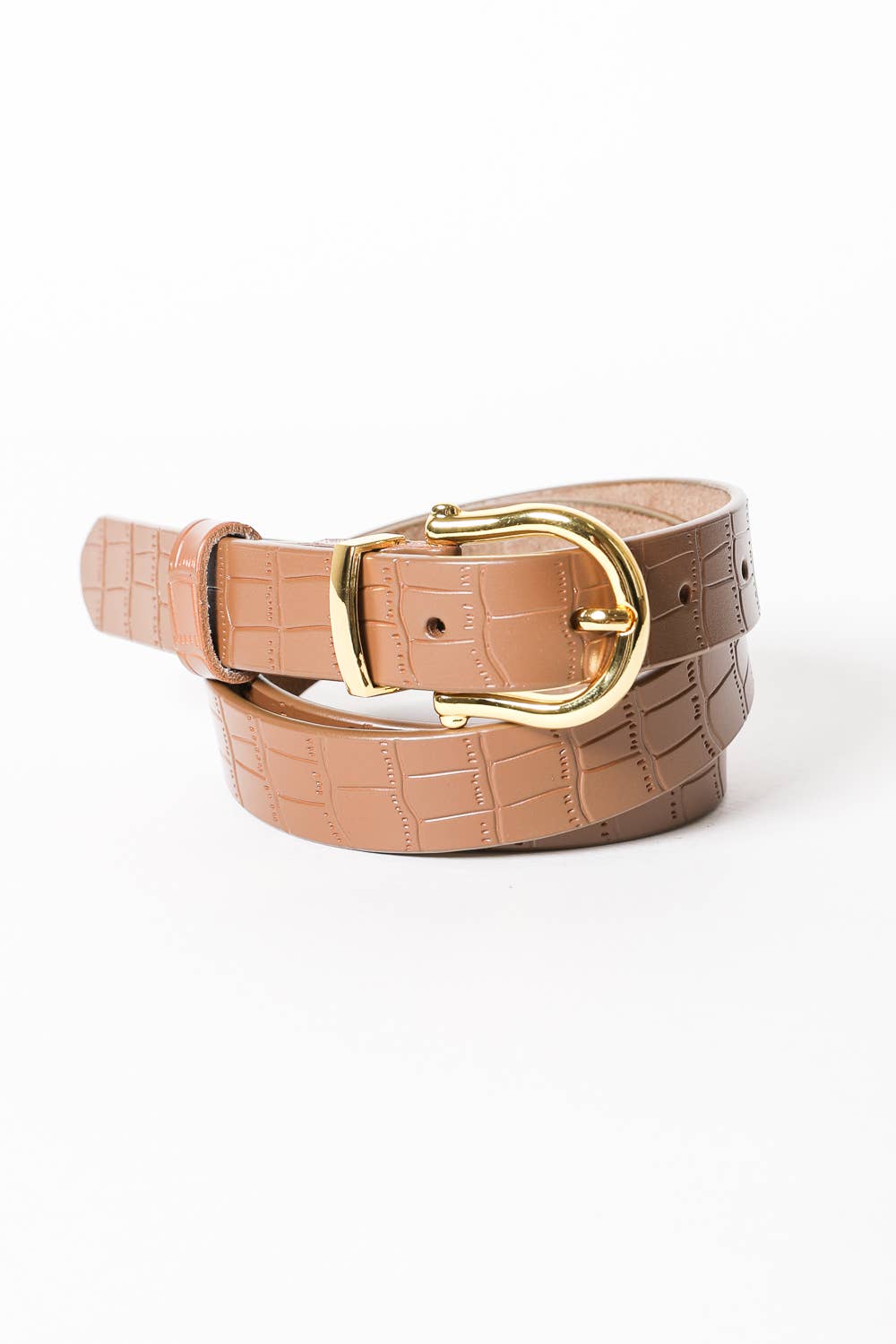Faux Alligator Skin Leather Belt