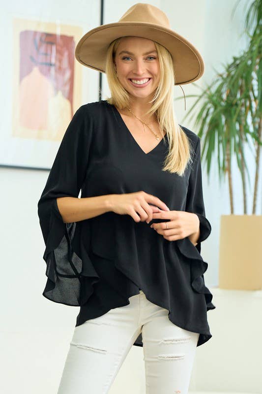 Diagonal High Low Ruffle Top