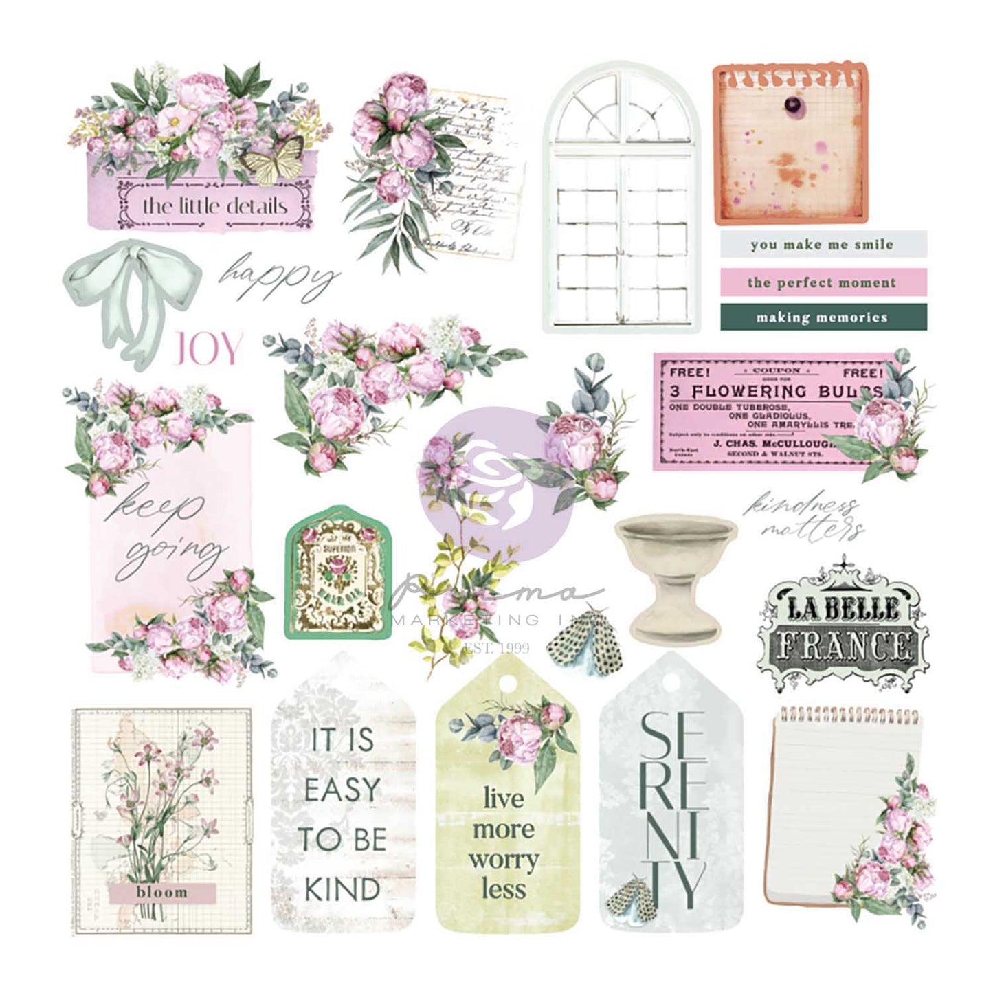 Serene Petals Collection Ephemera - Garden Tags