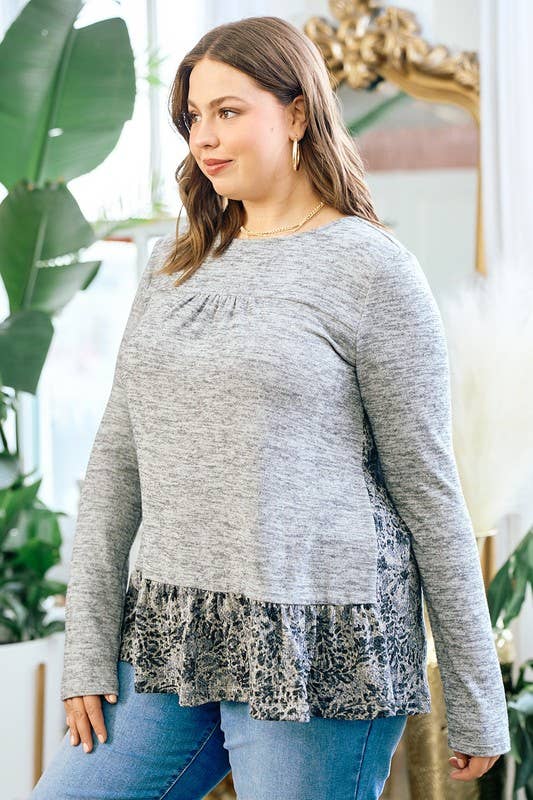 Printed Hacci Contrast Tiered Top