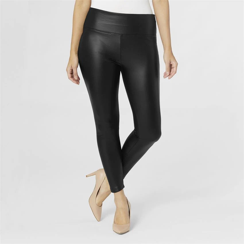 LissKiss Silver Shiny Faux Leather Wet Look - Silver Designer Leggings