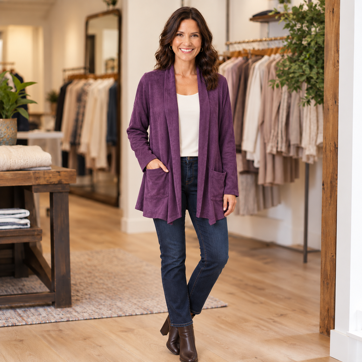 Chaska Faux-Suede Cardigan