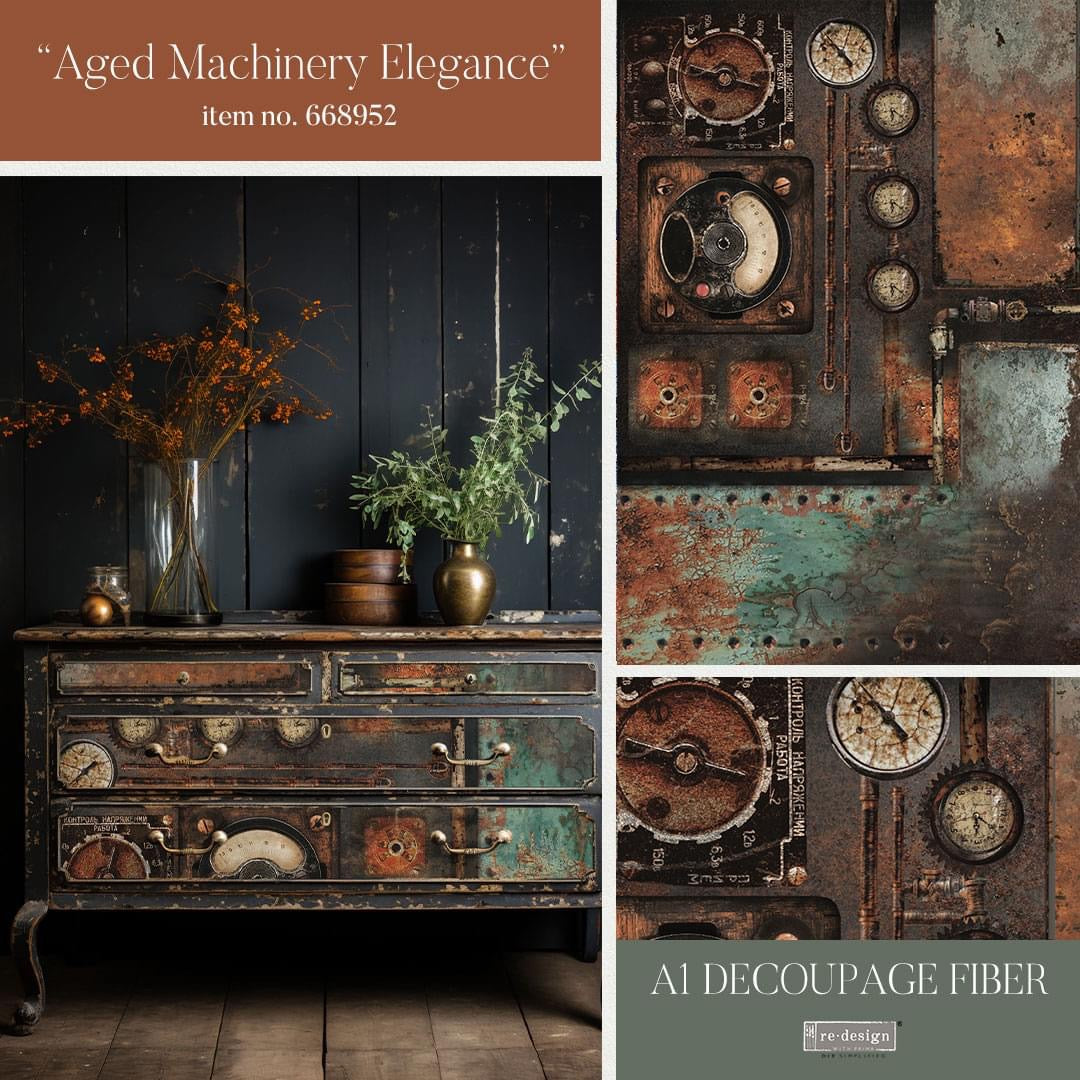 reDesign with Prima A1 Decoupage Papers - Aged Machinery Elegance