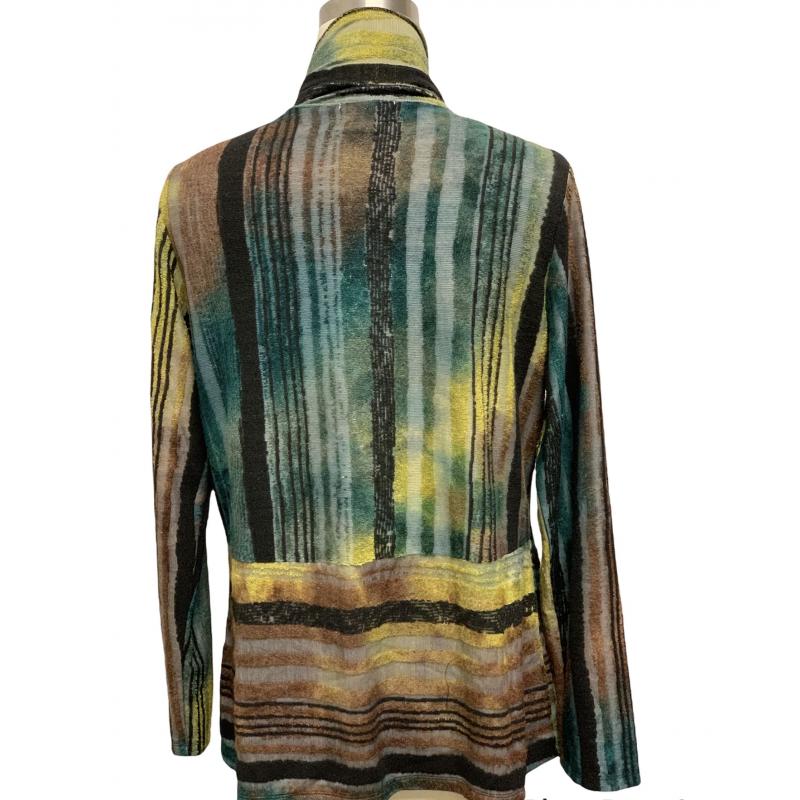 Multi Gold and Green Open Front Cardigan