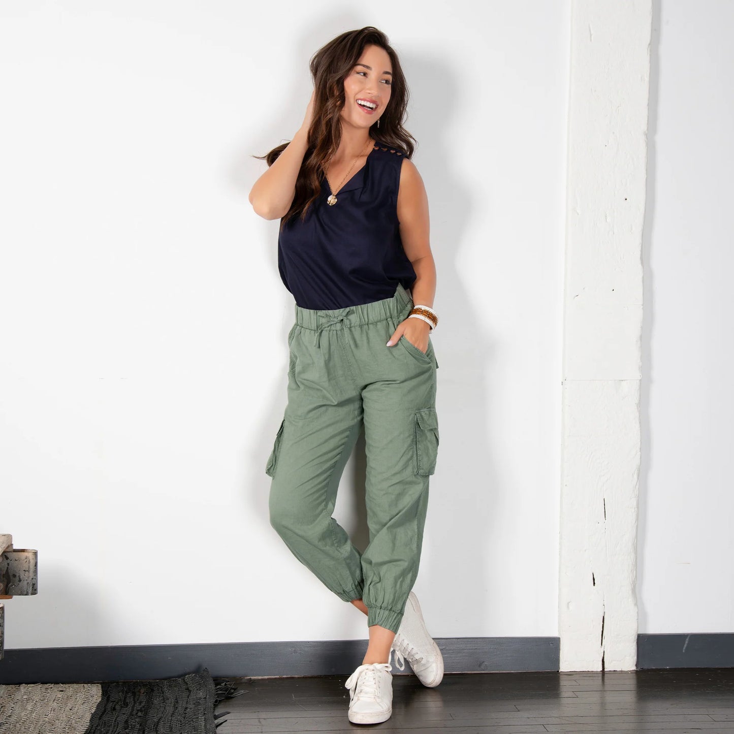 Kienna Adjustable Cotton Cargo Jogger Pant