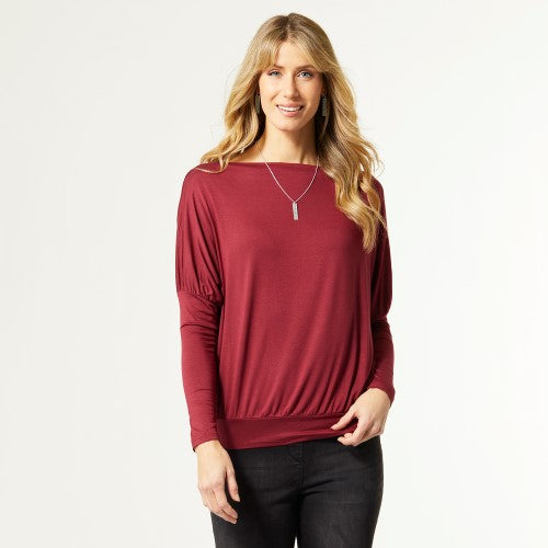 Toni Long Sleeve Dolman Top - Merlot