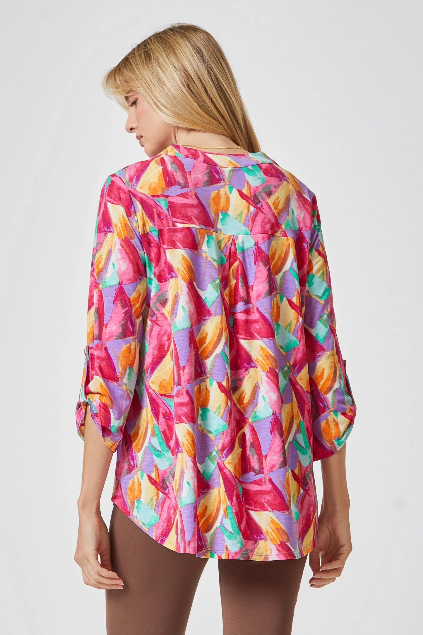 3/4 Sleeve Lizzy Medallion Wrinkle Free Blouse - Multi