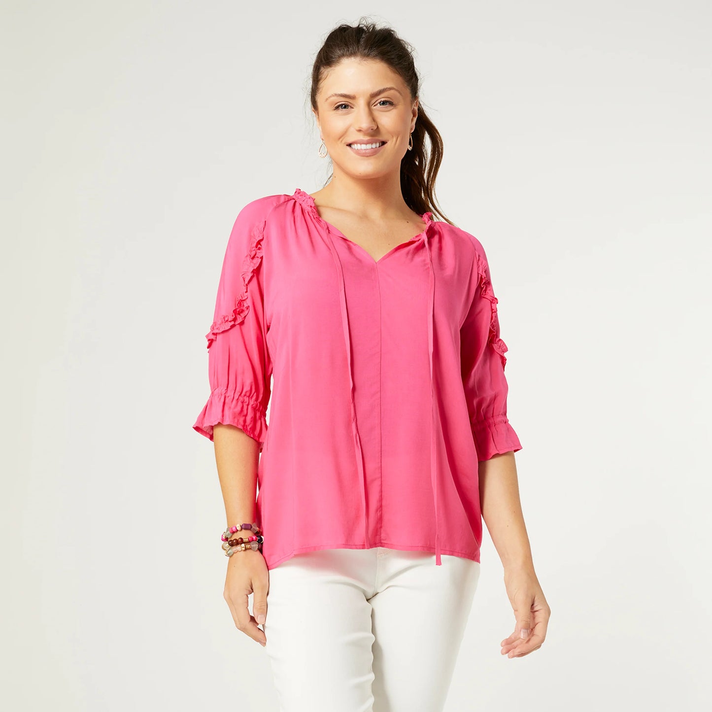 Alice V-Neck Ruffle Sleeve Top