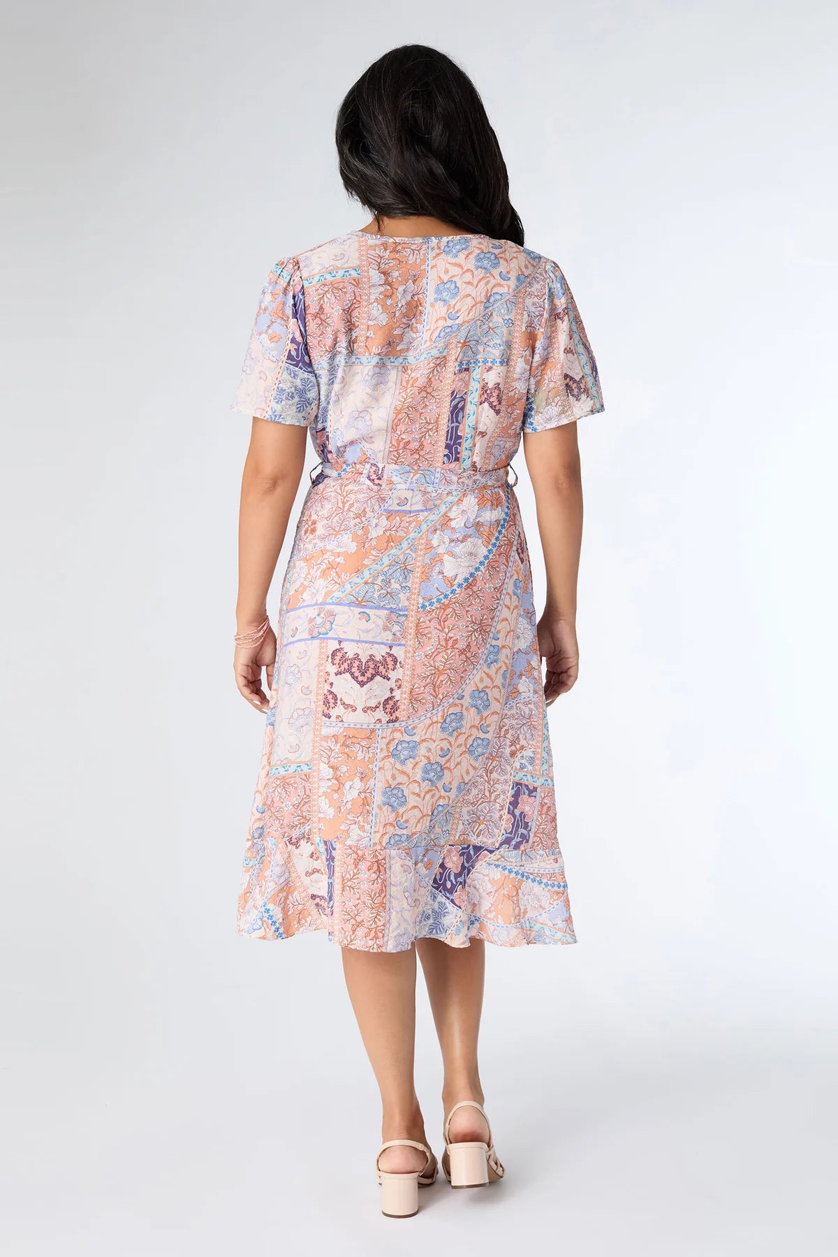 Aria Flutter-Sleeve Dress with Tie