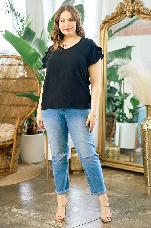 Slit Sleeve Woven Top