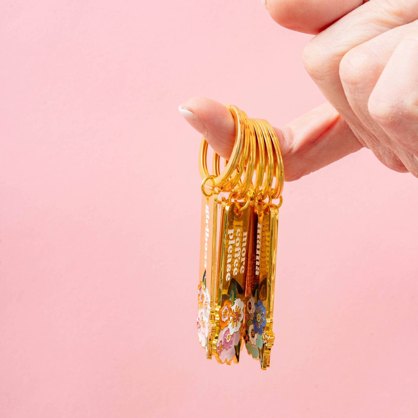 Enamel Floral Keychain - Mama