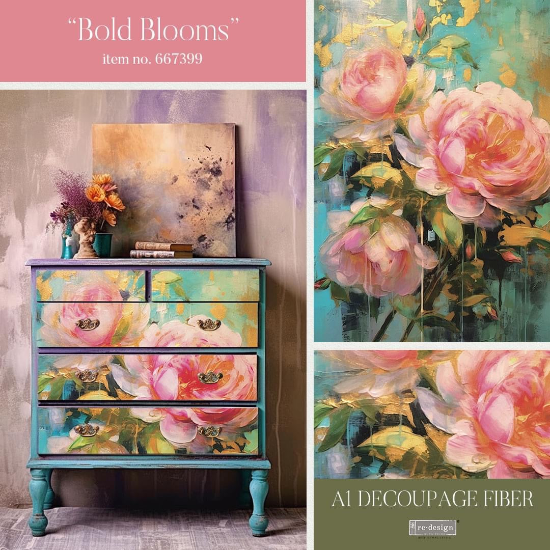 reDesign with Prima A1 Decoupage Papers - Bold Blooms