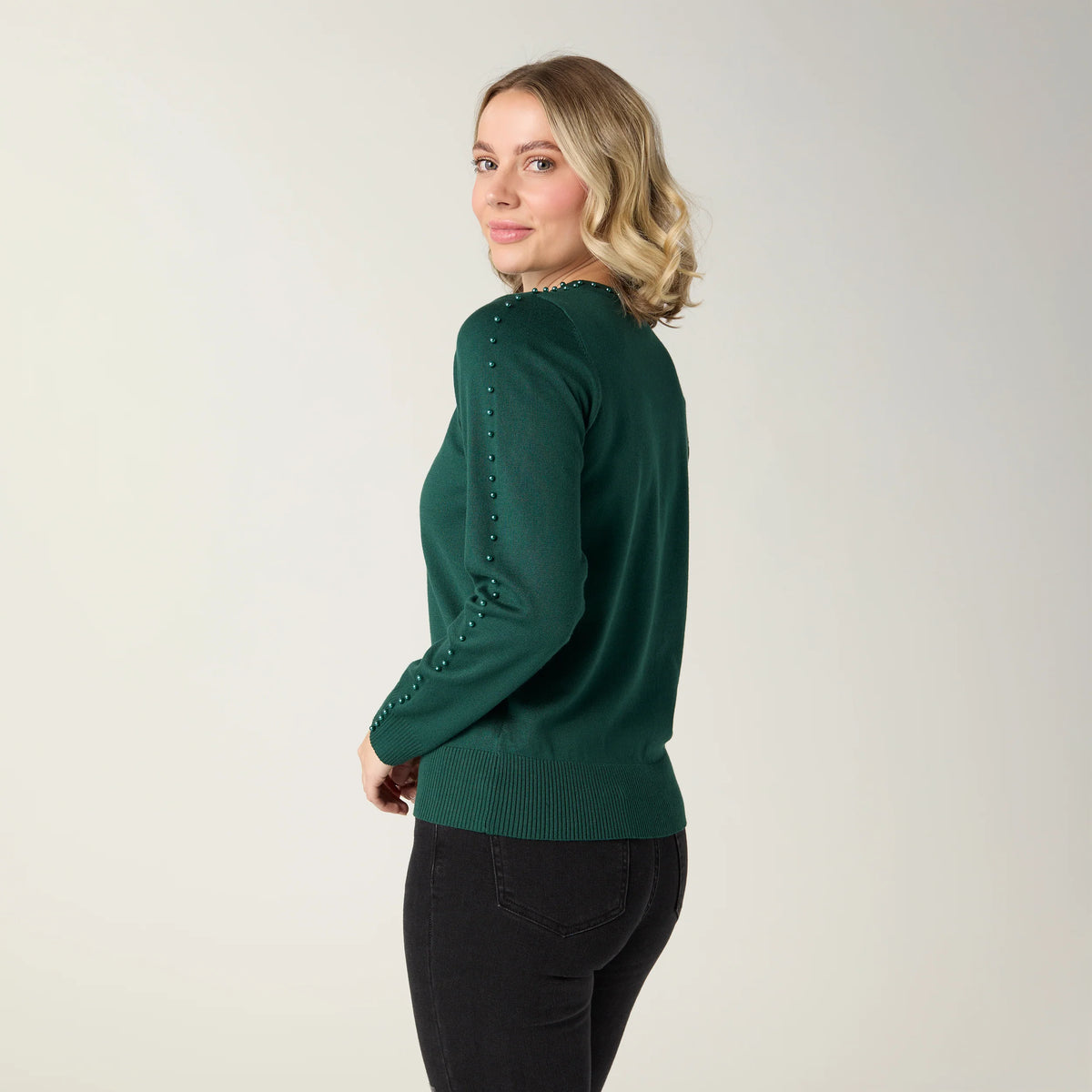 Brynn Fine Gauge Sweater with Sleeve Studs