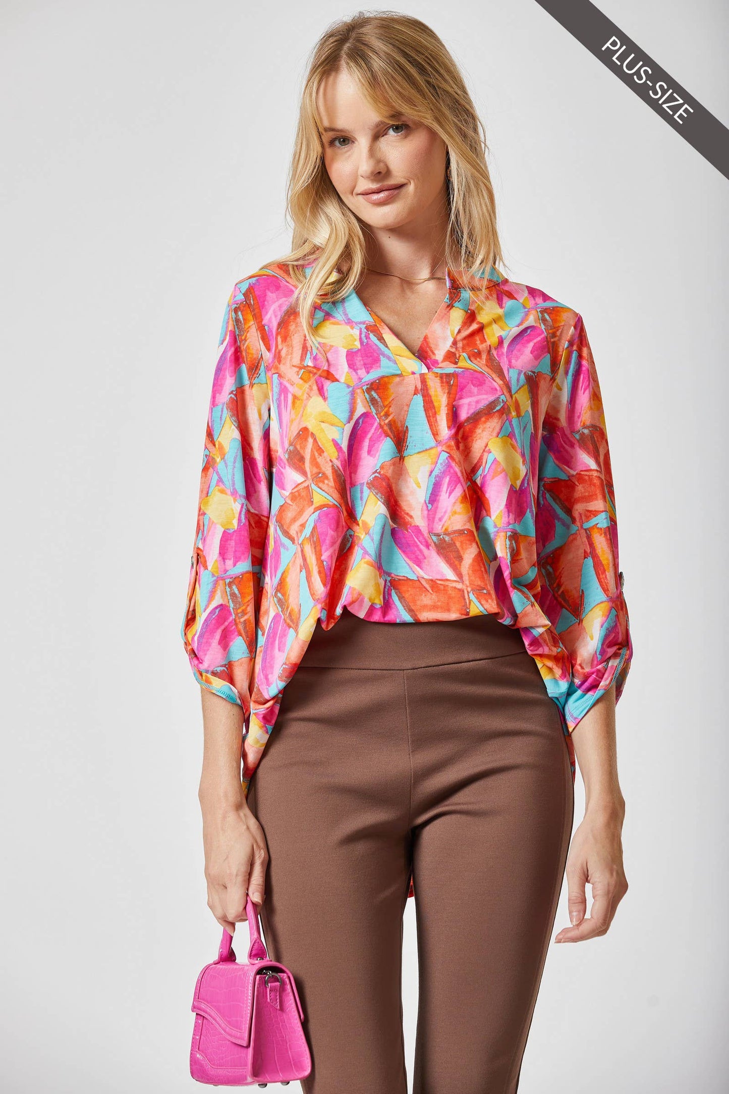 PLUS SIZE 3/4 Sleeve LIZZY MEDALLION Wrinkle Free Blouse