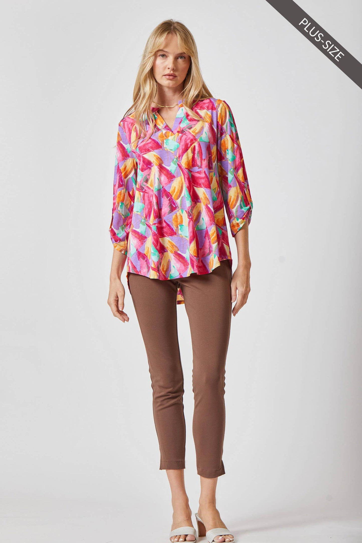 PLUS SIZE 3/4 Sleeve LIZZY MEDALLION Wrinkle Free Blouse