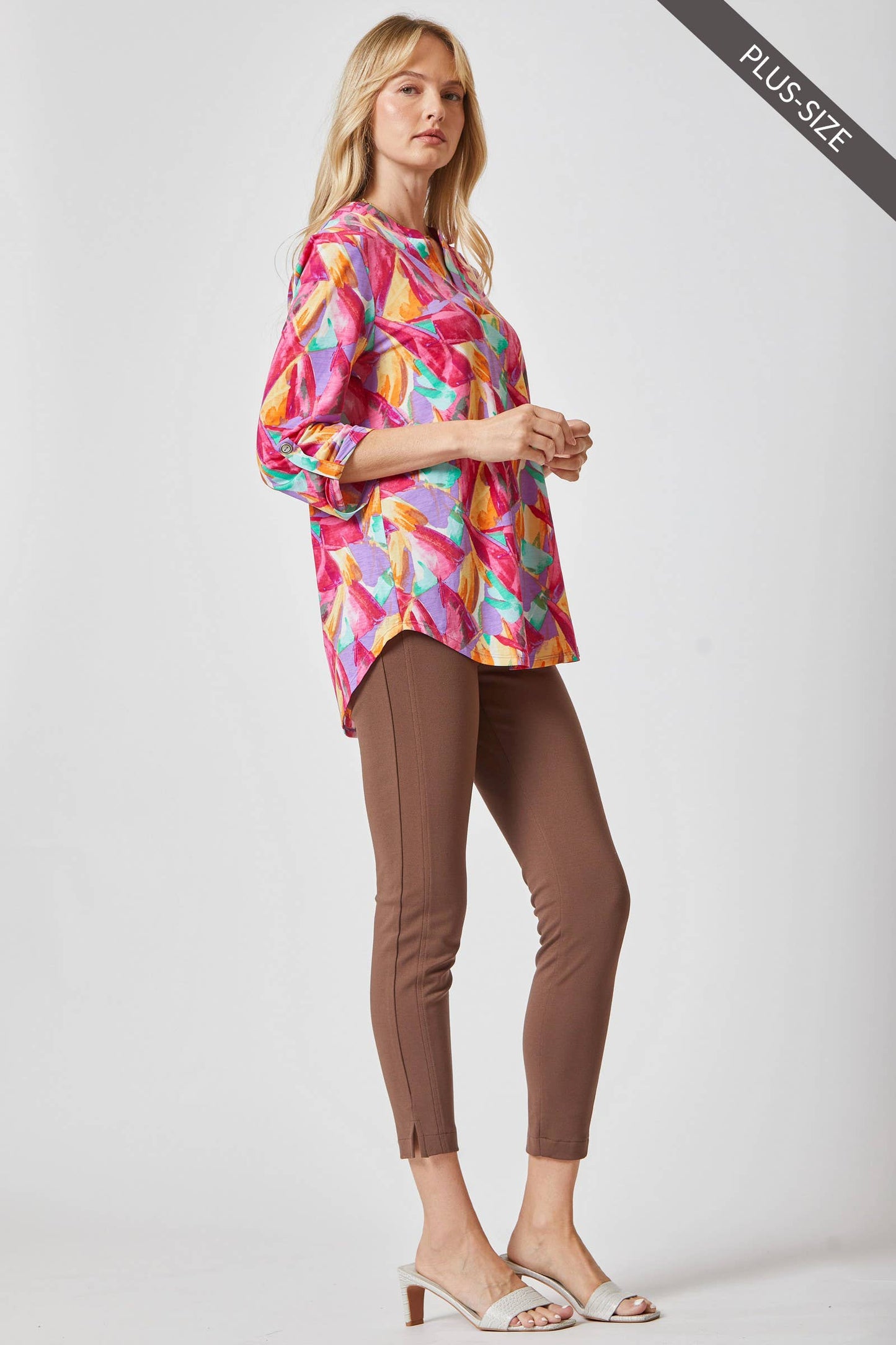 PLUS SIZE 3/4 Sleeve LIZZY MEDALLION Wrinkle Free Blouse