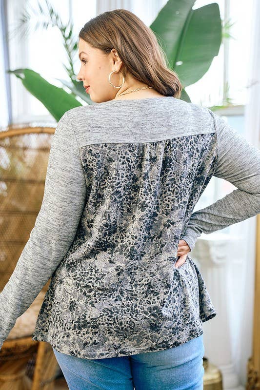Printed Hacci Contrast Tiered Top