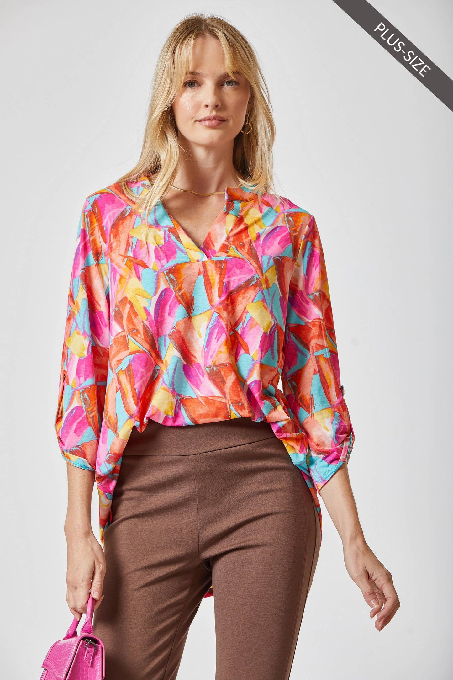 PLUS SIZE 3/4 Sleeve LIZZY MEDALLION Wrinkle Free Blouse