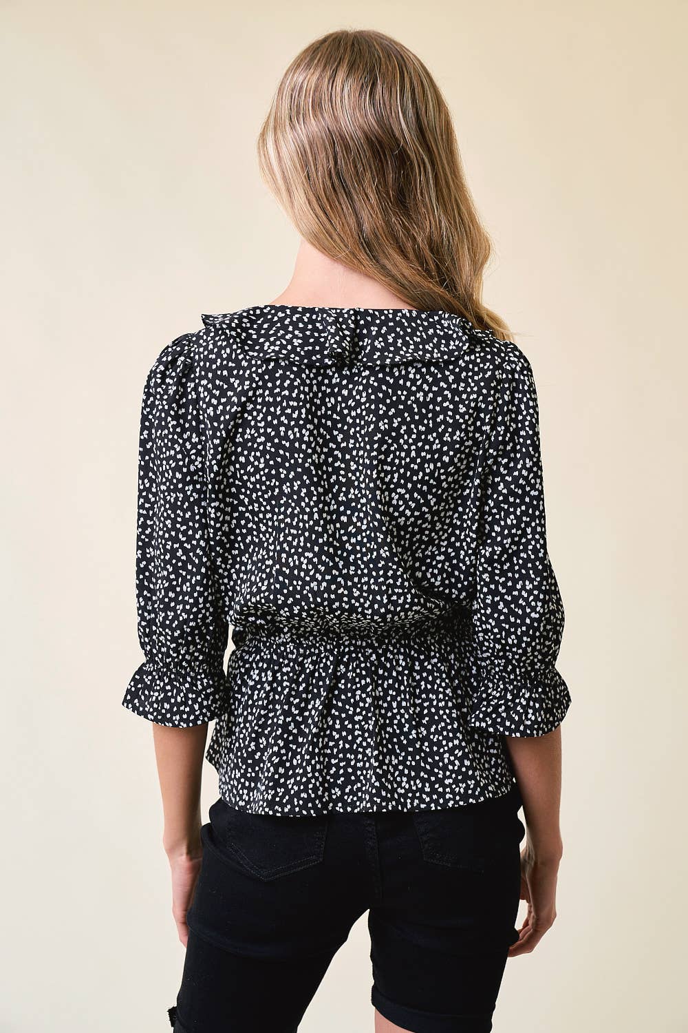 Ruffle Wrap Leopard Blouse