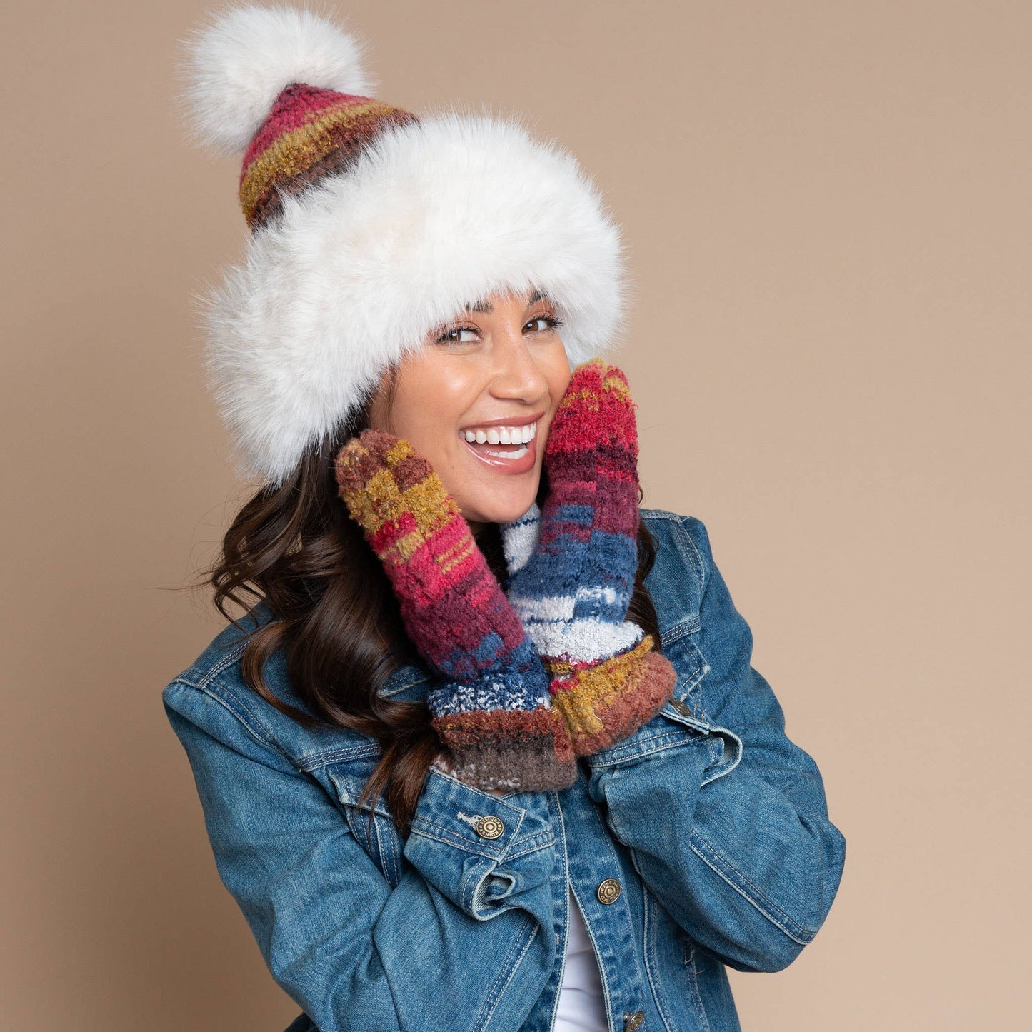 Thea Knit Colorful Cold Weather Winter Mittens