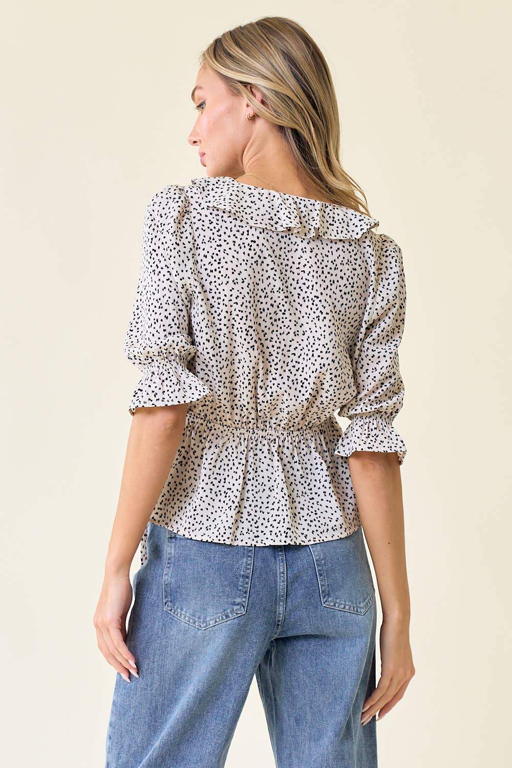 Ruffle Wrap Leopard Blouse