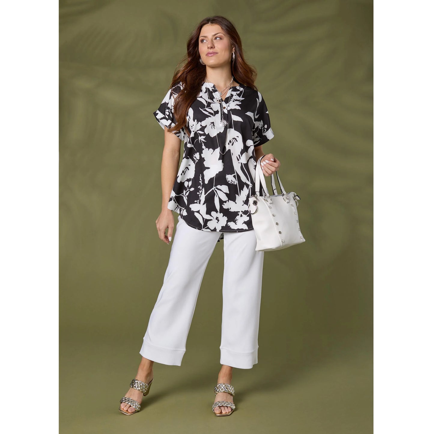 Georgie Wide Leg Crop - White