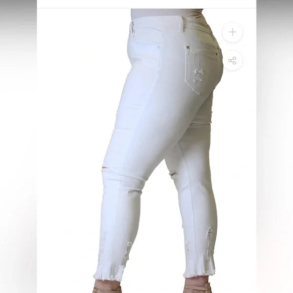 Grace LA Frayed Distressed White Plus Crop