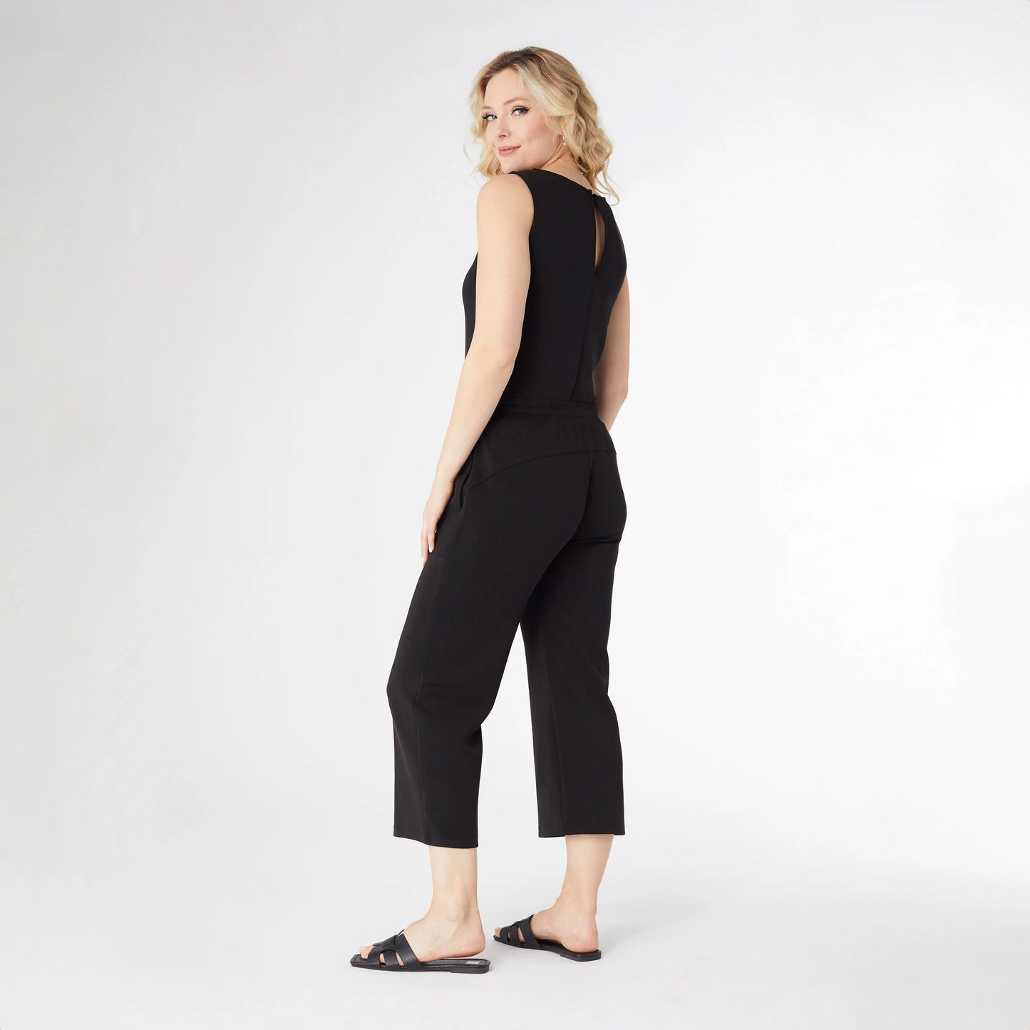 Hilarie Super Soft Crop Romper with Pockets