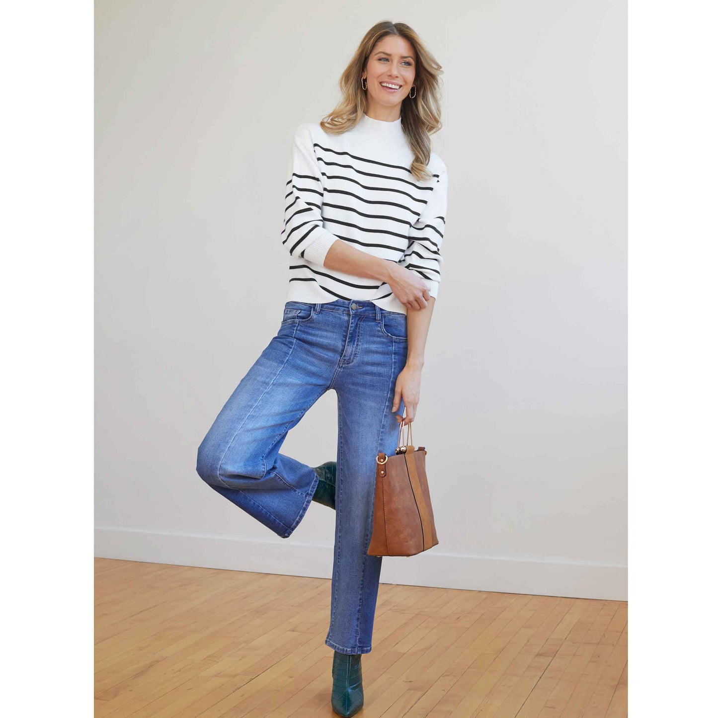 Neve Stripe Mock Neck Sweater