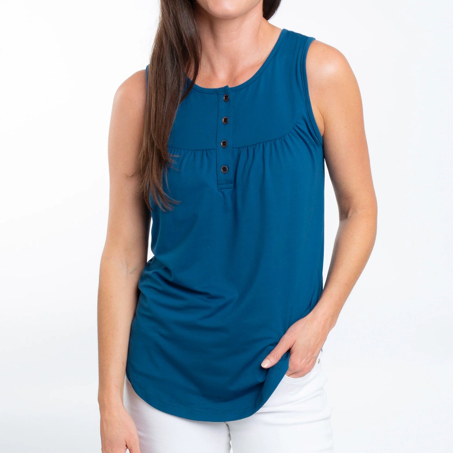 Tobi Sleeveless Henley Tank
