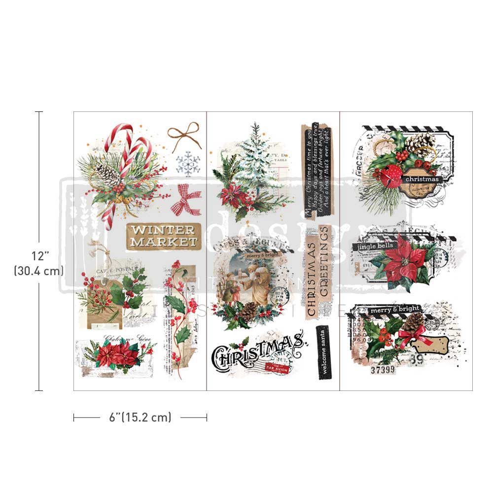 reDesign with Prima Small Transfers - Xmas Tag