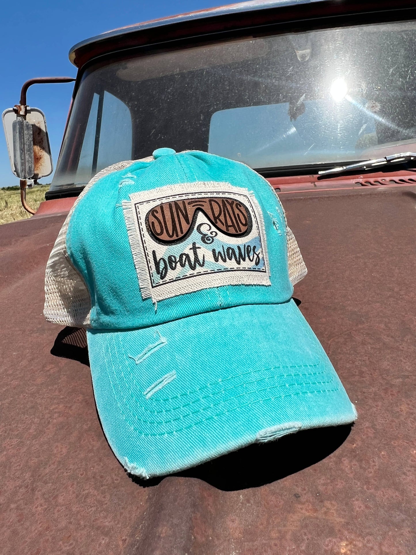 Boat Waves Teal Baseball Cap