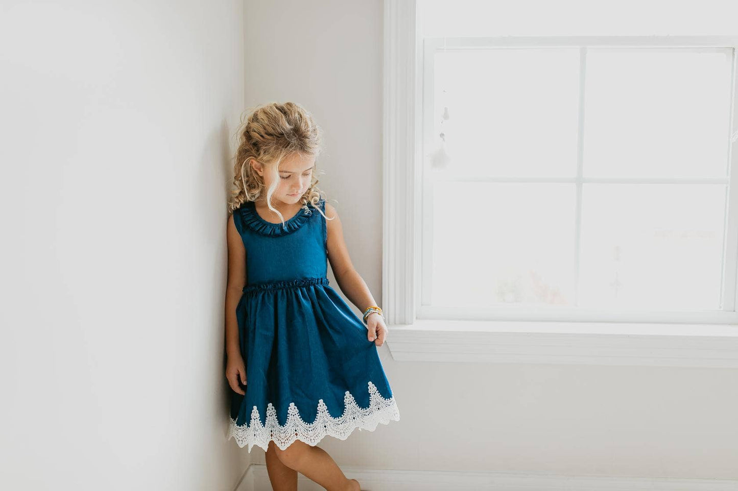 Denim Lace Trim Dress