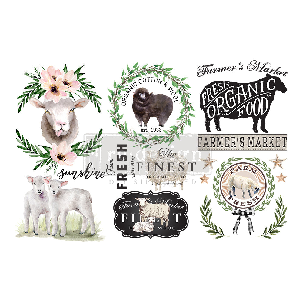 reDesign with Prima Small Decor Transfer - Sweet Lamb