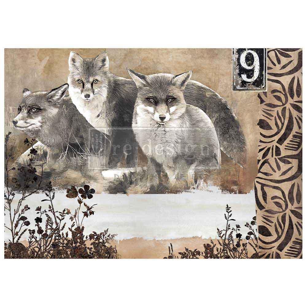 reDesign with Prima Decor A1 Decoupage Fiber Paper - Calm Foxes