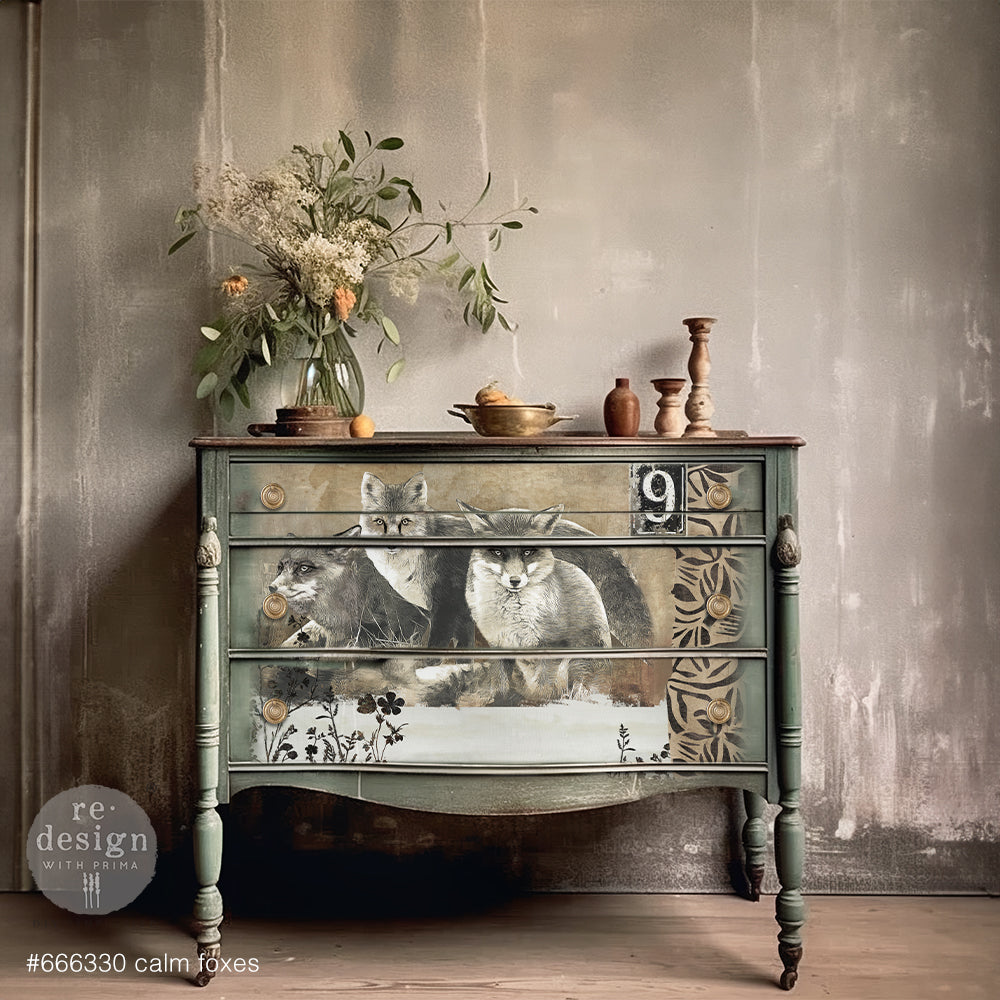 reDesign with Prima Decor A1 Decoupage Fiber Paper - Calm Foxes