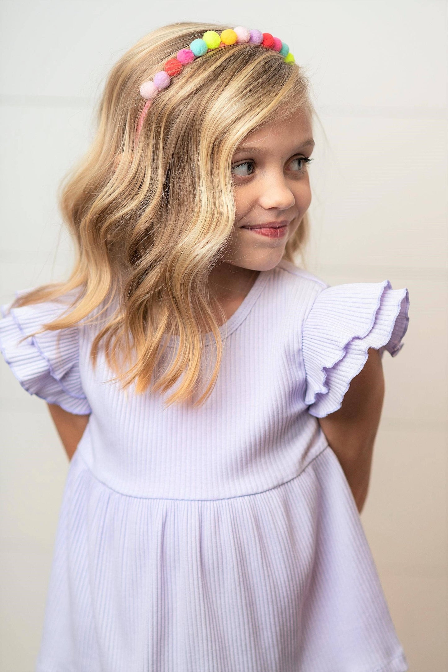 Lavender Double Ruffle Flutter Sleeve Spring Shirt