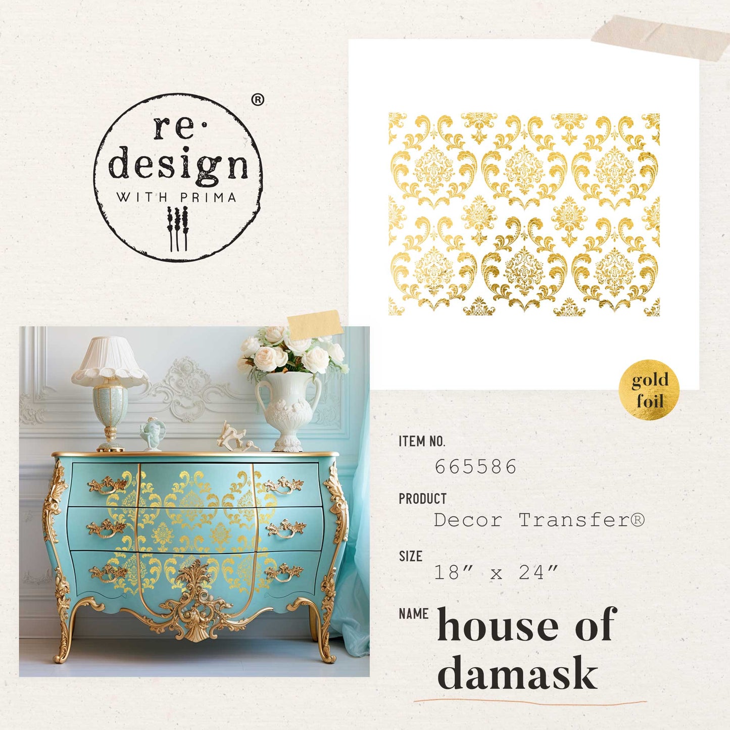 KACHA Gold Foil Decor Transfer - House of Damask