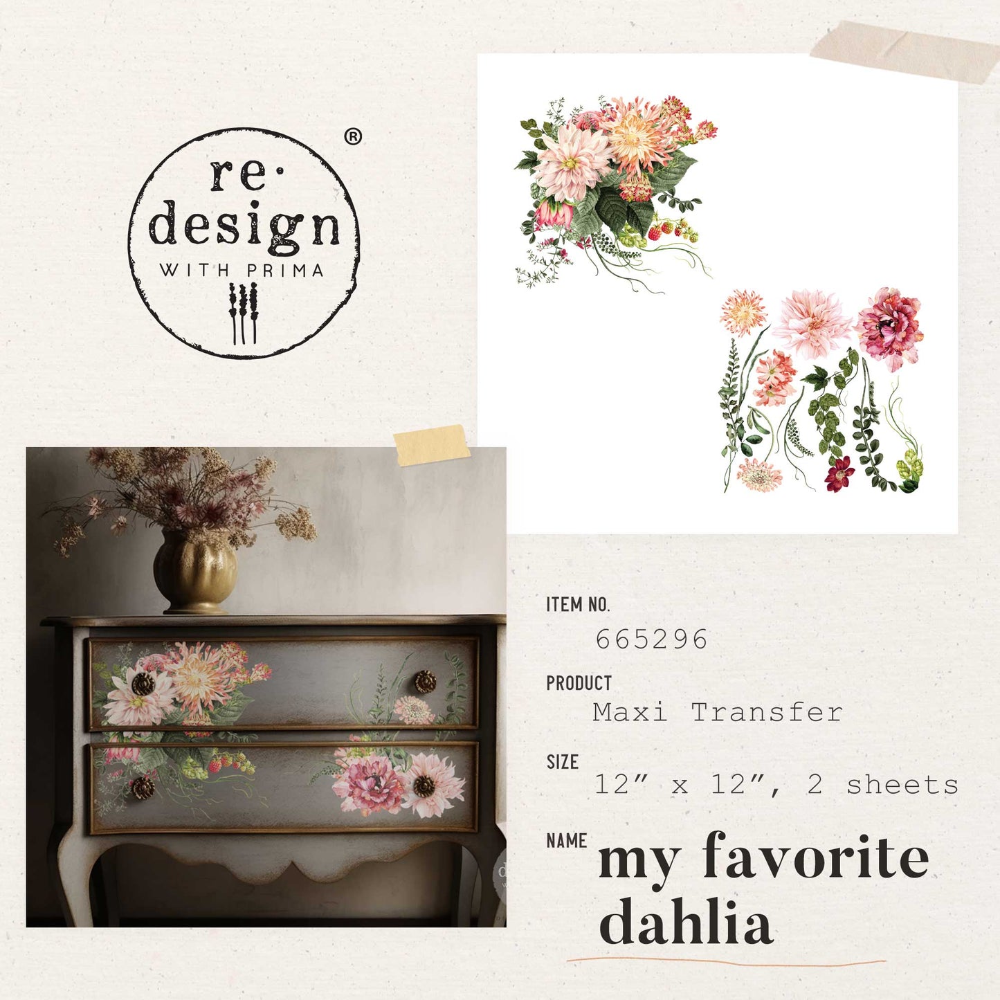 reDesign with Prima Maxi Transfer - My Favorite Dahlia