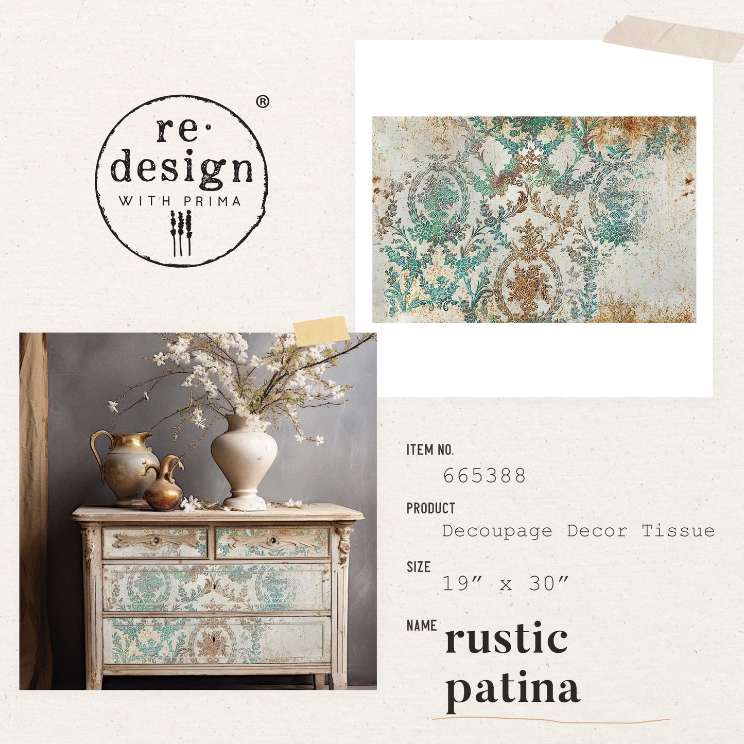 reDesign with Prima Decor Tissue Paper - Rustic Patina